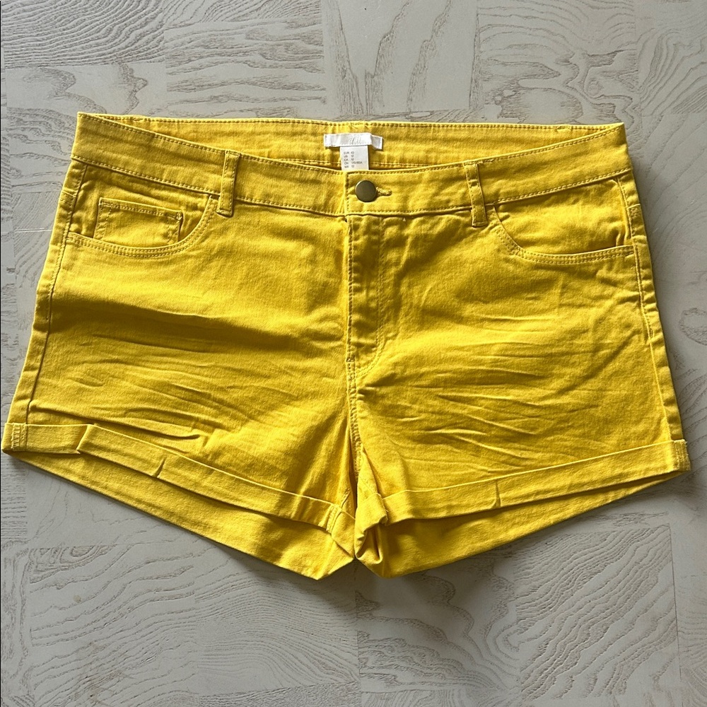 H&M Yellow Faux Denim Women's Shorts